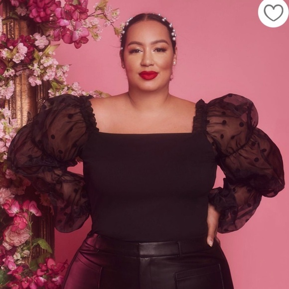 Eloquii Tops - Eloquii Black Puff Sleeve Blouse